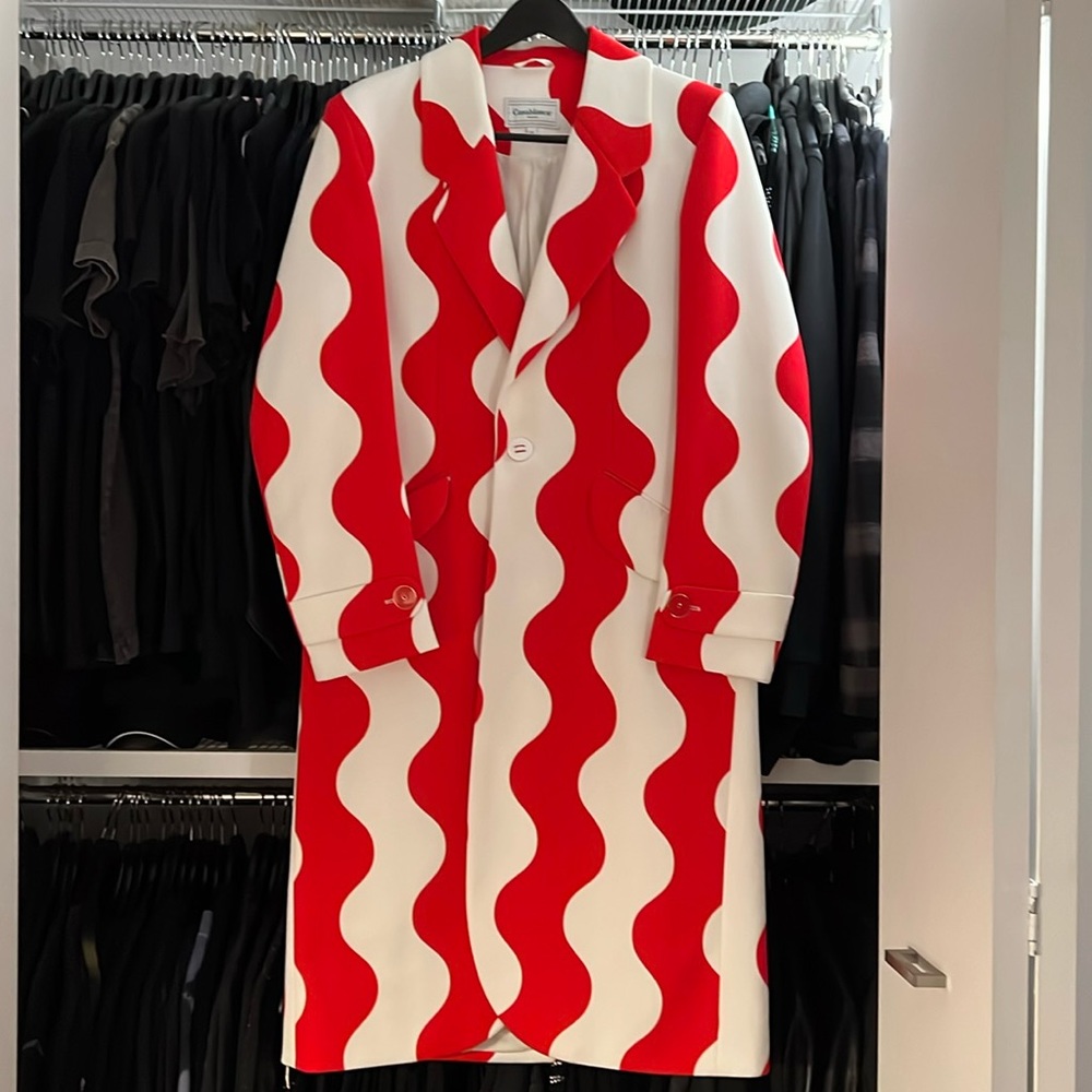 Casablanca Red/White Wave Long Coat